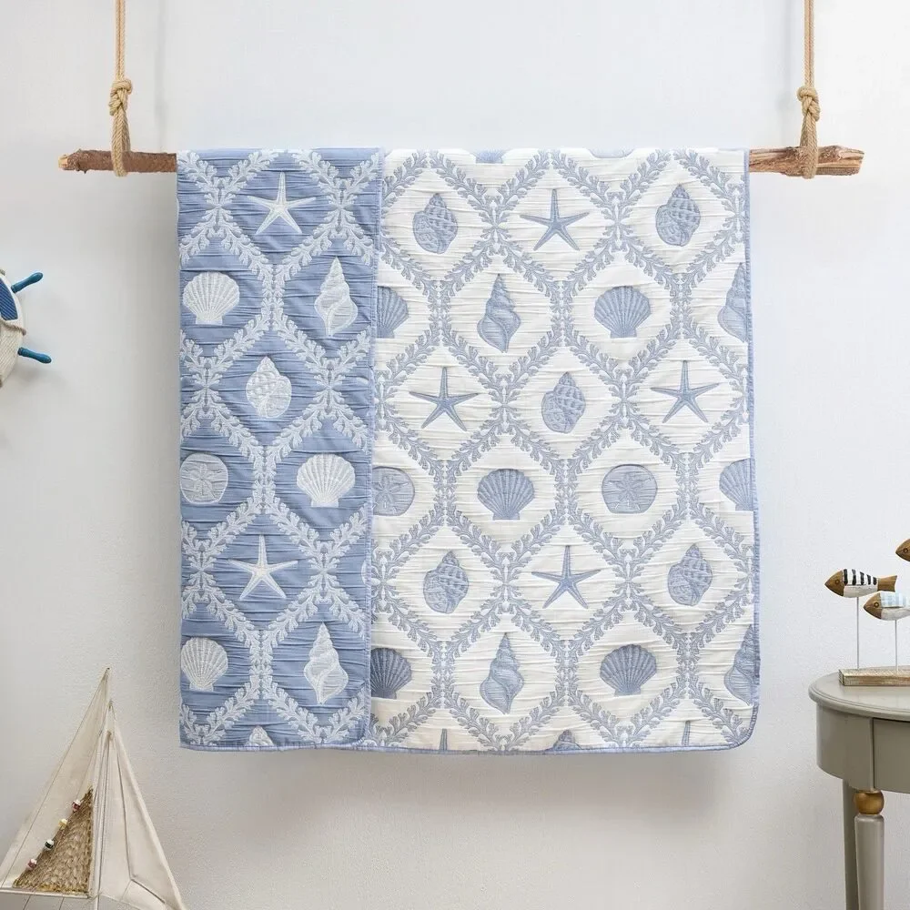 Greenland Home Fashions Laguna Seashells Reversible Matelassé Throw